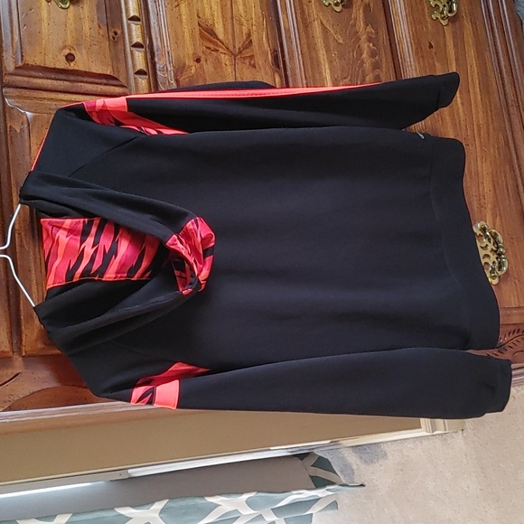 Men's Adidas Black & Neon Orange Trefoil Pullover Hoodie Size Small - Picture 2 of 9